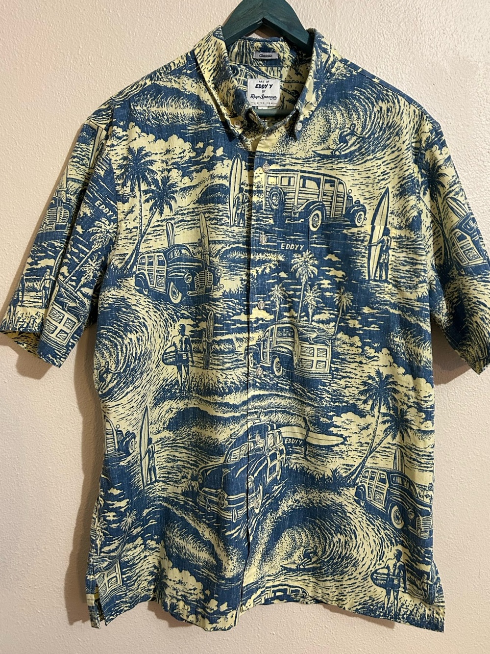 Reyn Spooner Art Of Eddy Y Mens Button-Down Hawaii Aloha Scenic Print Men’s L